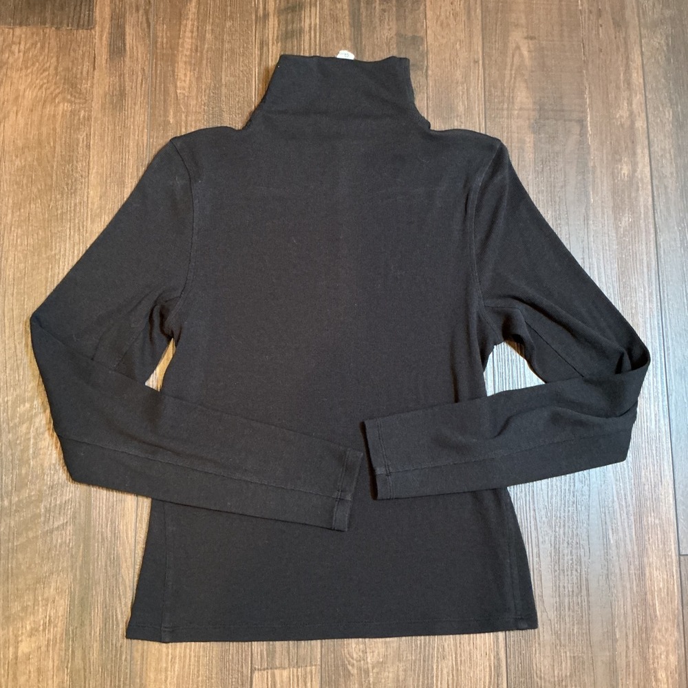 Lululemon Ribbed Wool Blend Turtleneck Long Sleeve Top Black Size 8 Athleisure